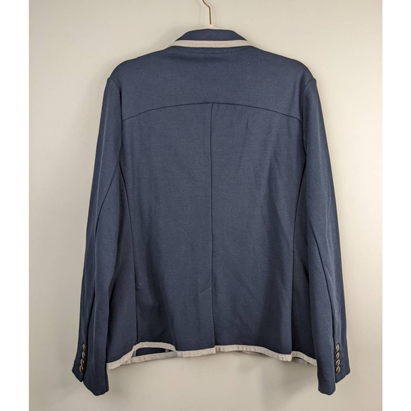 Lands End Knit Blazer Navy with Gray Trim Tailored Plus Size16 - Picture 2 of 13